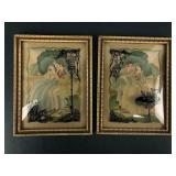 2 Bubble glass 1940ï¿½s Silhouetteï¿½s ï¿½Courting Coupl