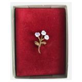 Quadriga Art Gold Tone Brooch With Purple Flowers