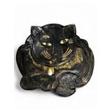 Concrete Black Cat Sculpture 15 Inches Wide