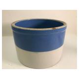 Stoneware Crock With Blue And White Glaze