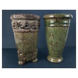 Green Glazed Pottery Vases
