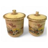 Vtg Satsuma Style Ceramic Tea Cups With Lids