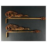 Ornate Brass Curtain Rod Holders With Floral Motif