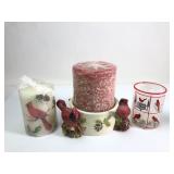 Cardinal Themed Candle And Holder Group