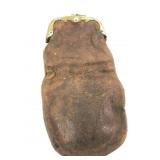 Antique Leather Snap Top Pouch 7 Inch