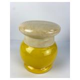 Antique Yellow Ware ï¿½Chef Hatï¿½ Lidded Jar