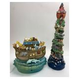 Two Light Up Noahï¿½s Ark Decorations
