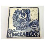 Vtg Signed Sue Bolt Calendar Tile Art 6ï¿½6