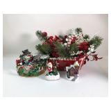 Christmas Decor With Figurines And Arrangement