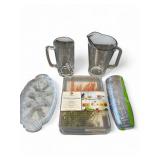 Glassware Set With Pitcher And Storage Bin