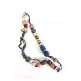 Vintage Wooden And Ceramic Bead Necklace