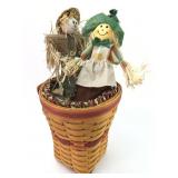 Longaberger Handwoven Basket With Scarecrows