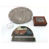 Golf Decor Lot With Plate, Box, And Sign