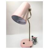Pink Table Lamp With Brass Accents
