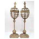 Pair Decorative 24 Inch Tall Metal Stands