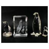 Crystal And Glass Penguin Figurine Lot