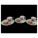 RARE Enesco Cardinal And Holly Teacup And Plate Se