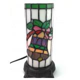 Vtg Leaded Stained Glass Christmas Lamp