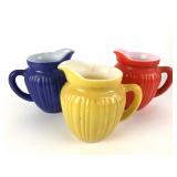 Ceramic Ribbed Pitchers In Primary Colors
