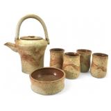 Signed Mary Lark Handmade Pottery Tea Set