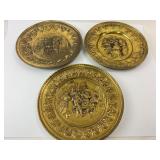 3 Brass Decorative Wall Plates