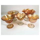 Iridescent Carnival Glass Compotes