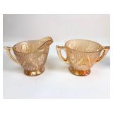 Jeannette Glass Carnival Creamer And Sugar Bowl