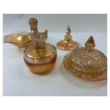 Carnival Glass Dishes With Lids And Poodle Top