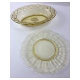 Depression Glass Oval Bowl And Plate