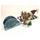 Home Interiors Snowman Candle Holder & Napkin Hold