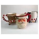 3 Ceramic Holiday-Themed Mugs