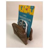 Carved Wooden Napkin Holder With Clips