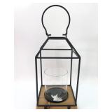 Metal & Wood Lantern With Handle