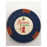Vtg Riviera Las Vegas $1 Casino Chip