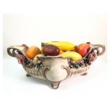 Italian Ceramic Bowl W/Fruit & Floral Accents