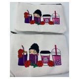 Canvas Zipper Pouches W/ Purple Design