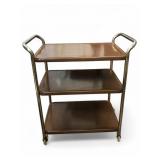 Vtg Cosco Faux Wood Grain 3 Shelf Rolling Cart