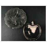 Glass Apple & Leaf Plates Set