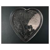 Heart-Shaped Glass Plate With Floral Design