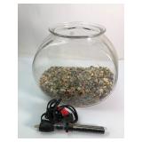 Glass Fish Bowl W/ Heater & Gravel