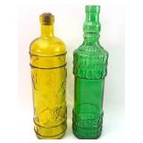 Green & Yellow Decorative Glass Bottles