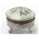 Porcelain Trinket Box With Gilt Accents