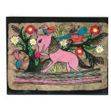 Mexican Amate Bark Painting In Frame