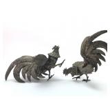 Bronze Fighting Roosters Sculpture Set
