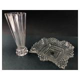 Indiana Glass Clear Diamond Point Dish & Vase