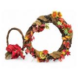 Large Autumn Foliage Wreath & Basket