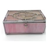 Stained Glass Pink Music Box W/ Cross Charm