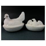Milk Glass Hen & Eagle Covered Dishes