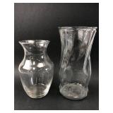 Two Clear Glass Vases 8ï¿½ And 10ï¿½ Tall