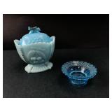 Westmoreland Blue Milk Glass & Blue Hobnail Salt C